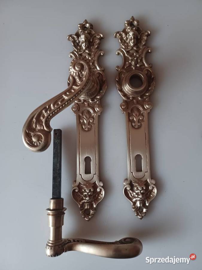 Piękny komplet szyldów i klamek Mosiądz