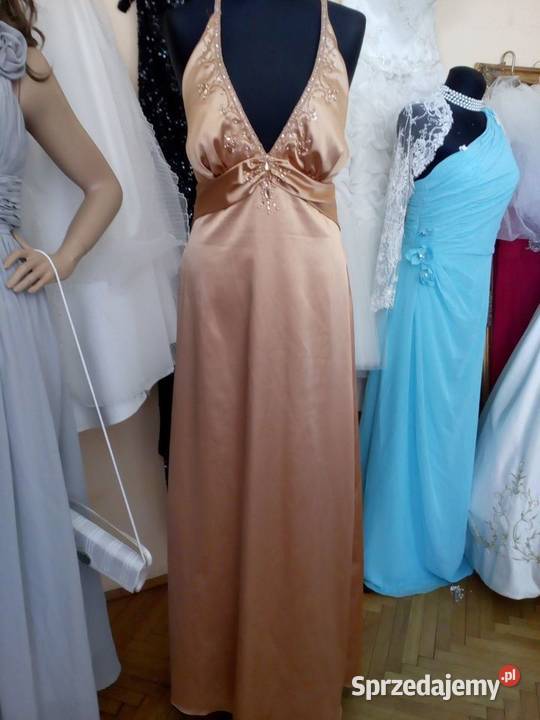 Śliczna złota sukienka z trenem rozmiar 4244 żółty/złoty podlaskie Białystok