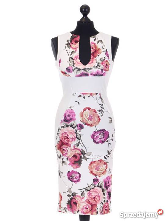 Sukienka ołówkowa w kwiaty na wesele Łódź