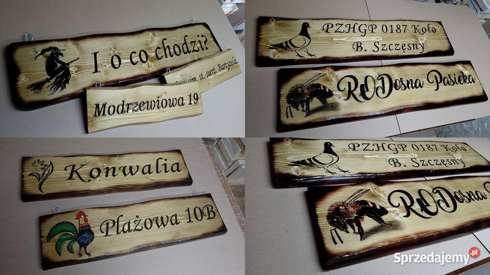 Napis na drewnie grafiką logo szyld z drewna Roczyny