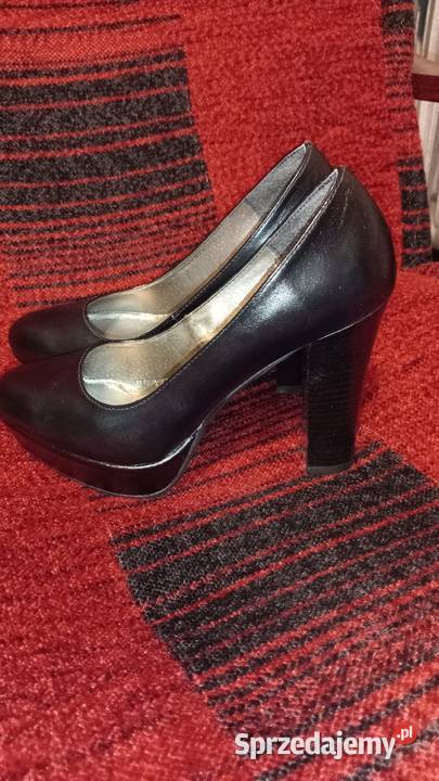 Czółenka damskie wysoki obcas skóra 38