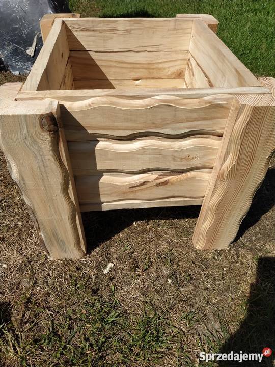 2 Dwie Donice drewniane na kwiaty surowe drewno Łuków sprzedam