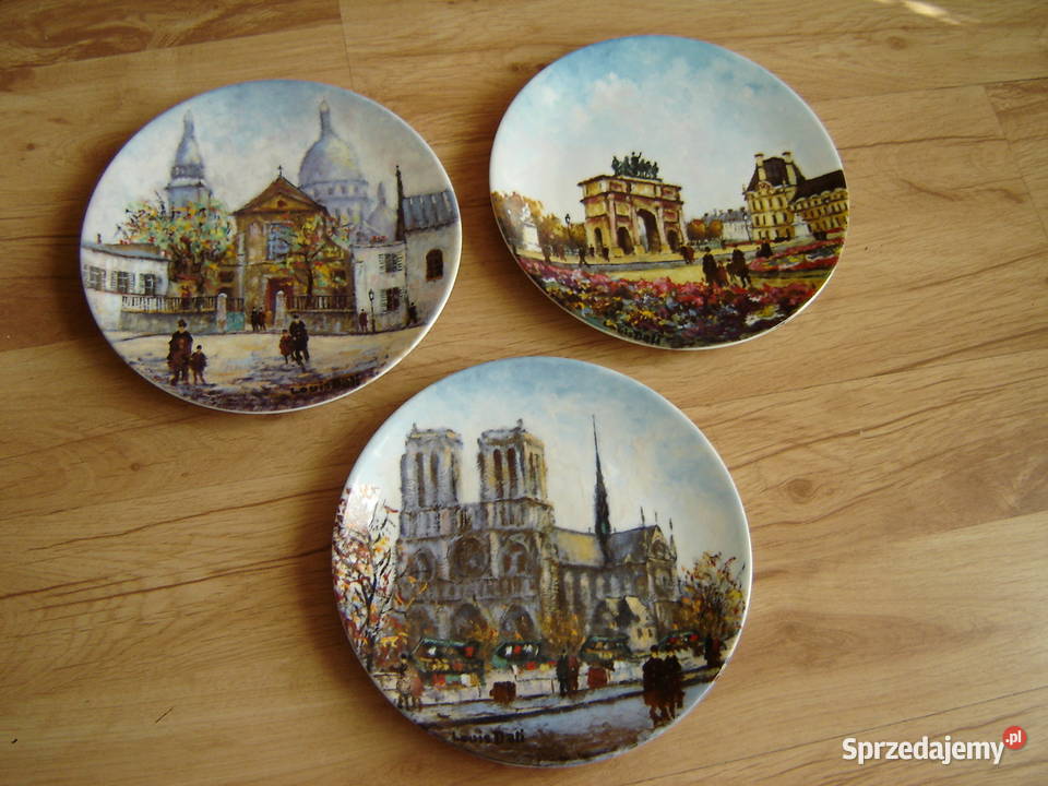 Limoges 3 talerze Notre Dame Łuk Triumfalny Nowy Sącz