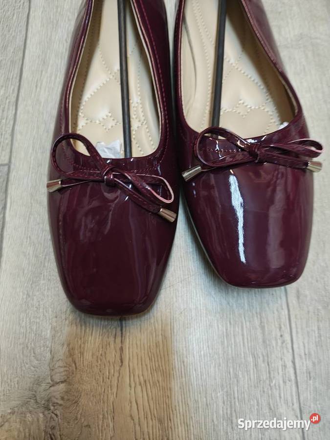 43 Bordowe baleriny wieczorowe na szeroką stopę Kraków