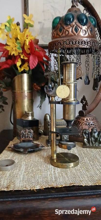 Zabytkowy mosiezny mikroskop z XX w Kraków