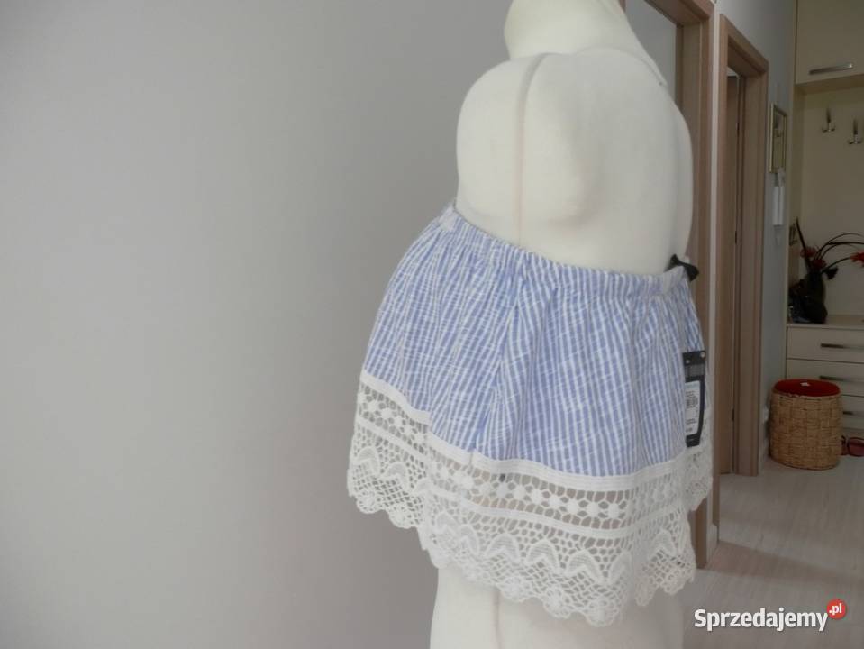 Bluzka Crop Top Bralet z Falbaną bez Ramiączek biały