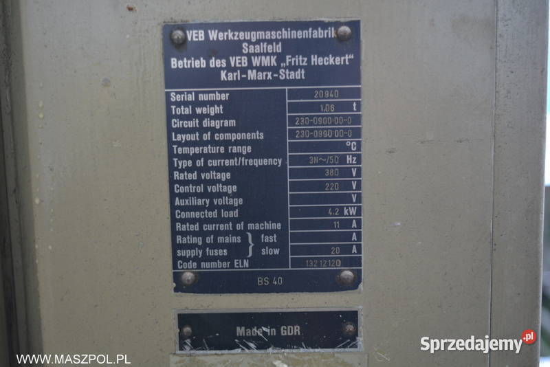 Wiertarka słupowa WMW Heckert SABO BS 40 z Głowno sprzedam