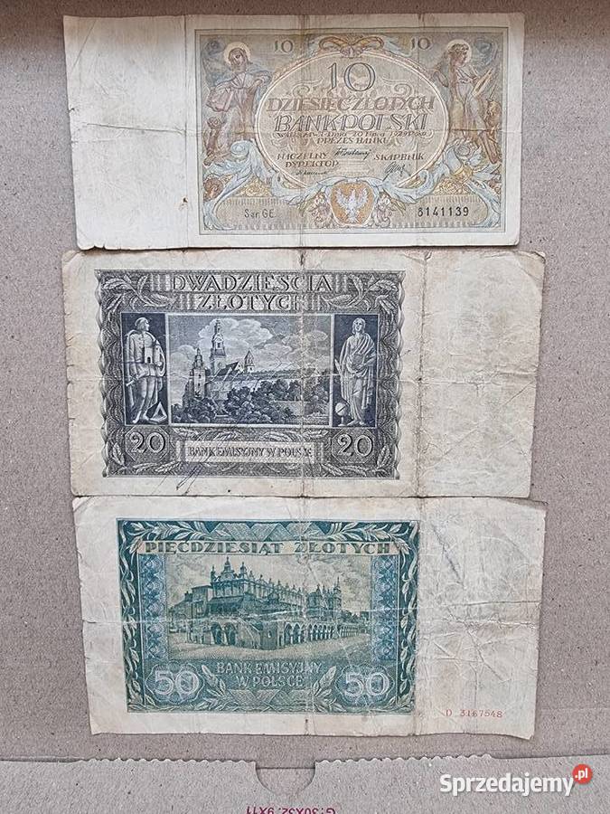 Banknoty 10 złotych 20 złotych 1941 r 50 Sosnowiec