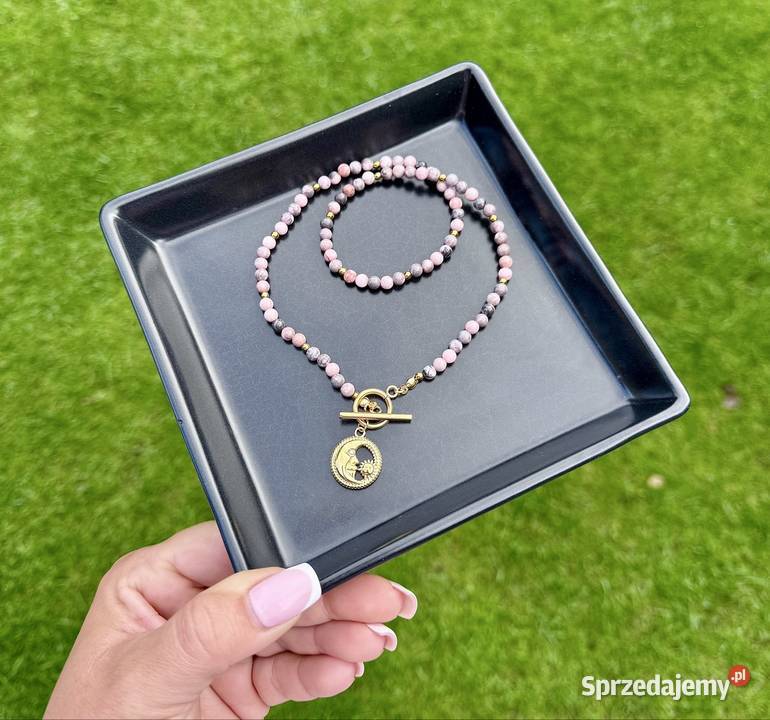 Naszyjnik choker jaspis pink zebra kamień Łomża