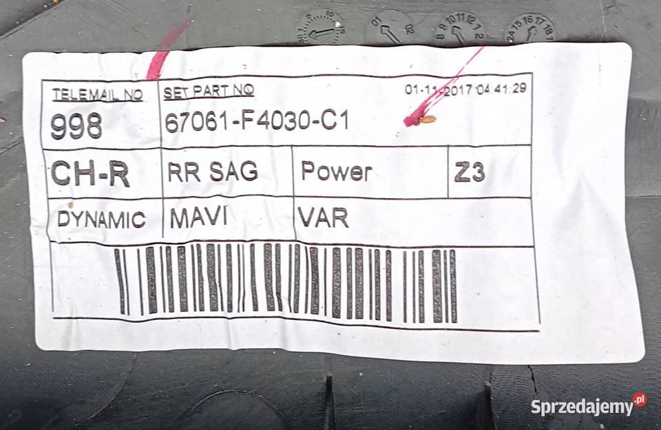 Toyota CHR I tapicerka boczek drzwi prawy tył Przeźmierowo