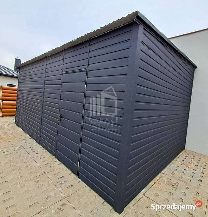 Garaż blaszany 3x7m Brama dwuskrzydłowa drzwi