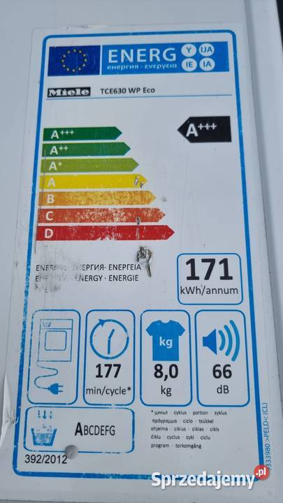 Suszarka z pompą ciepła Miele TCE 630 WP Eco A 8 Wrocław