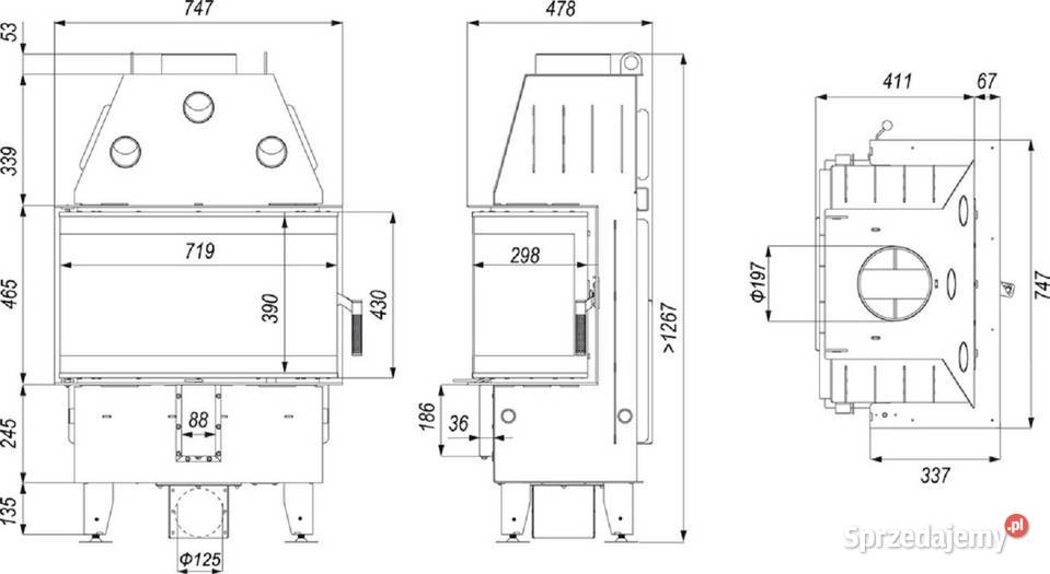 Wkład 3 szyby Defro Home Prima SM C 10 kW stal Piece i kominki Poznań