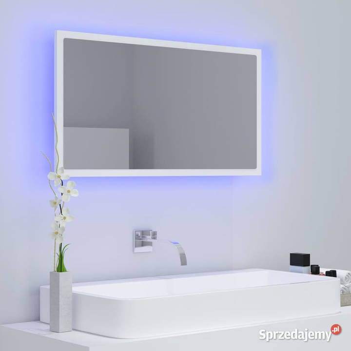Lustro łazienkowe z LED białe 80x85x37 akryl Warszawa