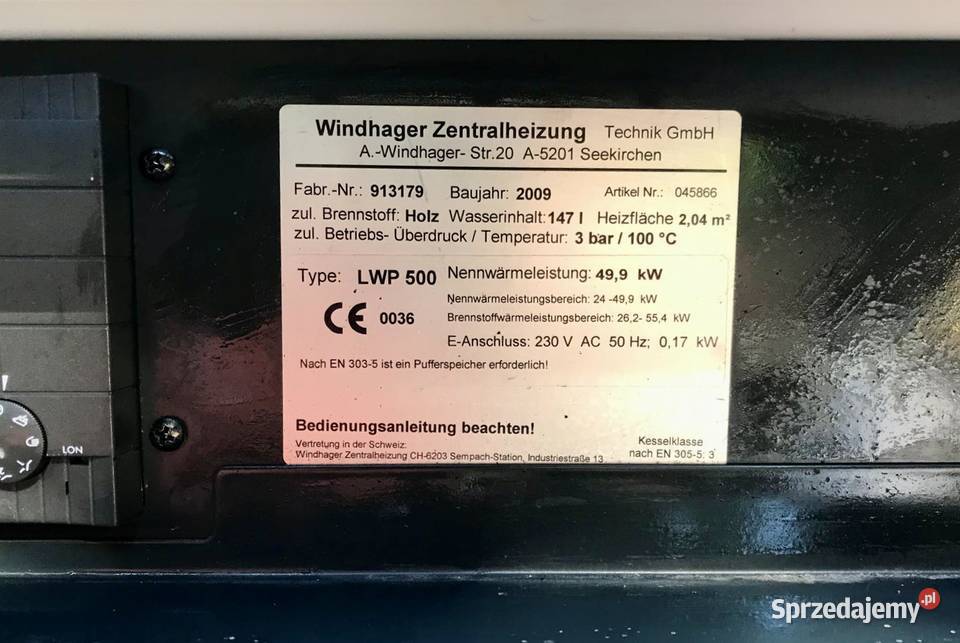 CAŁA POLSKA WINDHAGER 50 kW Kocioł Zgazowujący Wrocław