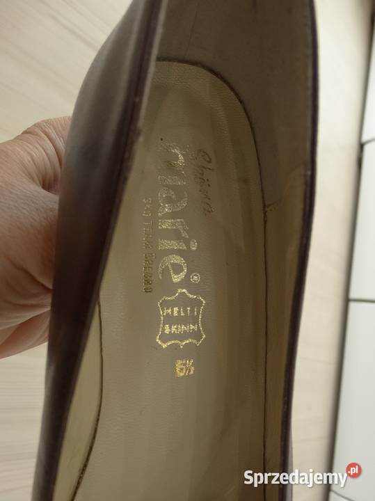 Buty Skórzane Półbuty Czółenka na Słupku Łomża