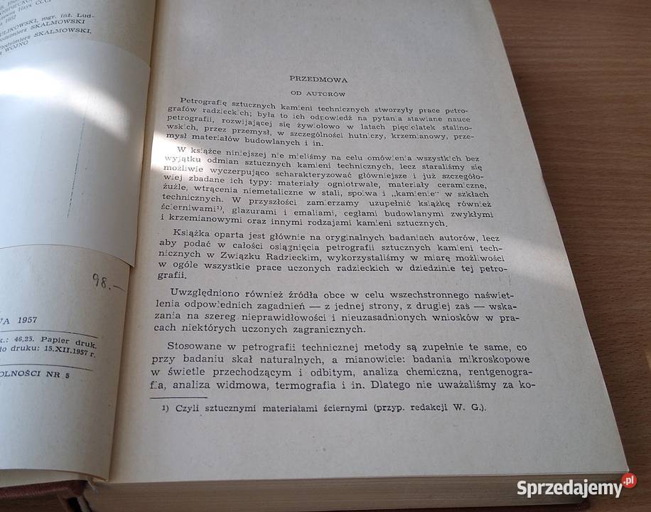 Petrografia kamieni sztucznych Bielankin Iwanow Rok wydania 1957 pomorskie Gdańsk sprzedam