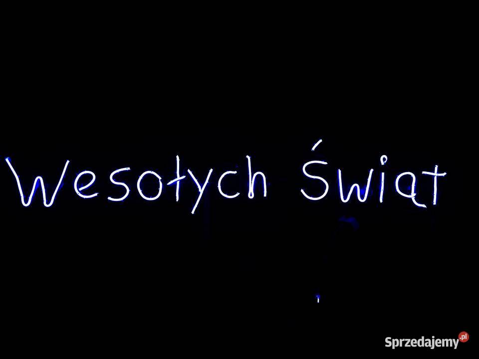 Napis Wesołych Świąt OZDOBA ŚWIĄTECZNA NEON 2D Gdów
