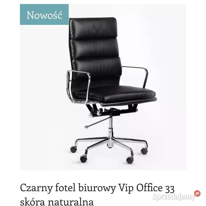 Fotel czarny biurowy skórzany  Darmowa dostawa