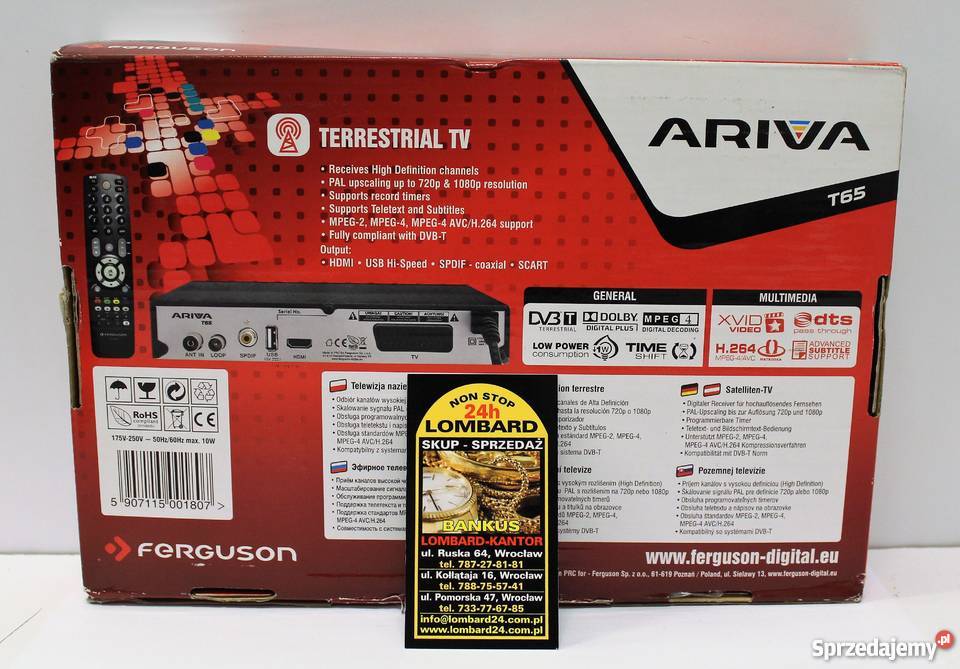 Tuner naziemny DVBT Ferguson Ariva T65 Pozostałe Wrocław