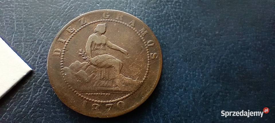 Stare monety 10 centym 1870 Hiszpania Numizmatyka Lesko