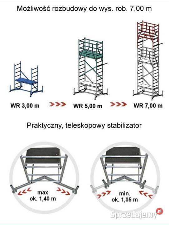 Wynajem rusztowania aluminiowego 8 m schody Szczecin