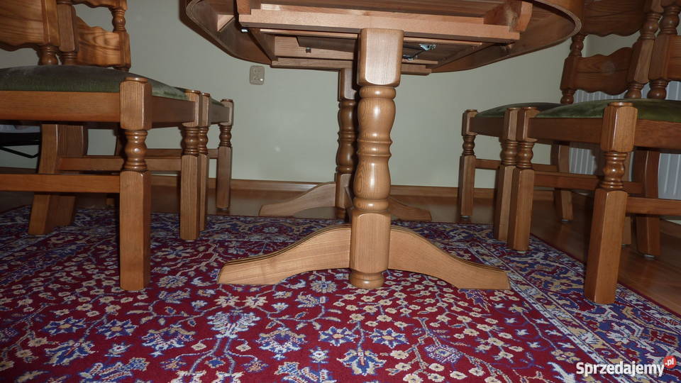 Stół rozkładany 100x160x200 4 krzesła z litego 100cm Stoły, krzesła, biurka