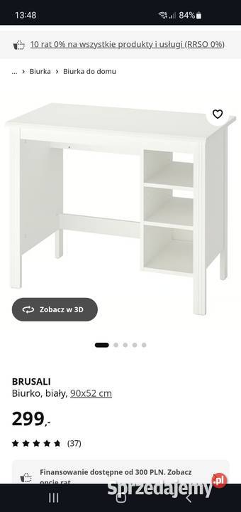 Białe biurko Brusali Ikea Gnieżdżewo