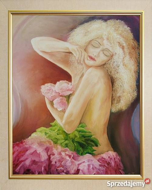 Obraz olejny Akt z kwiatami lubelskie Lublin sprzedam