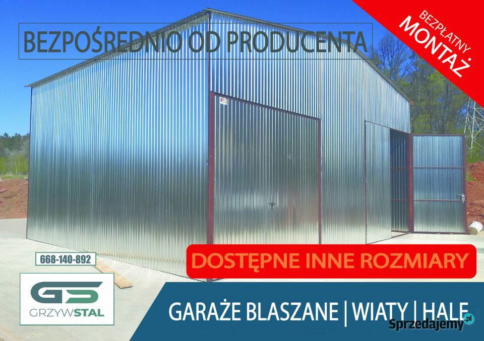 Garaż Blaszany Ocynkowany Wiata Garażowa Hala Tomaszów Mazowiecki
