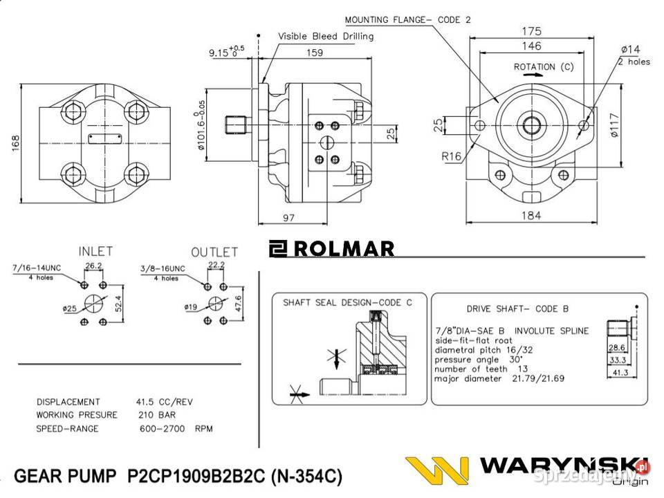 Pompa hydrauliczna N354C do JCB Pozostałe łódzkie Sieradz