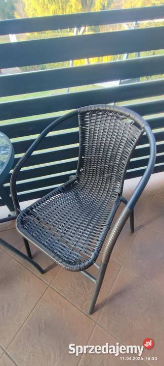Komplet ogrodowy 2 krzesła stolik szklany ratan śląskie Siewierz