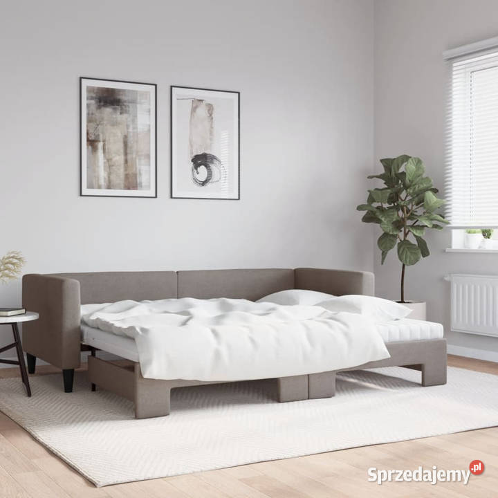 Sofa rozsuwana z materacami kolor taupe tkanina Warszawa