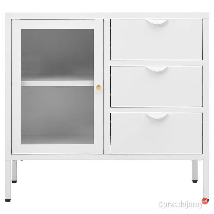 Komoda biała 75x35x70 stal i szkło hartowane Warszawa