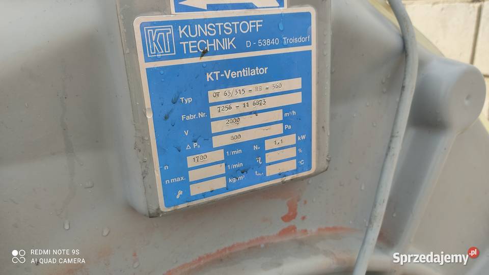 wentylator promieniowy Kunststoff Technik 2000mh Nowy Tomyśl
