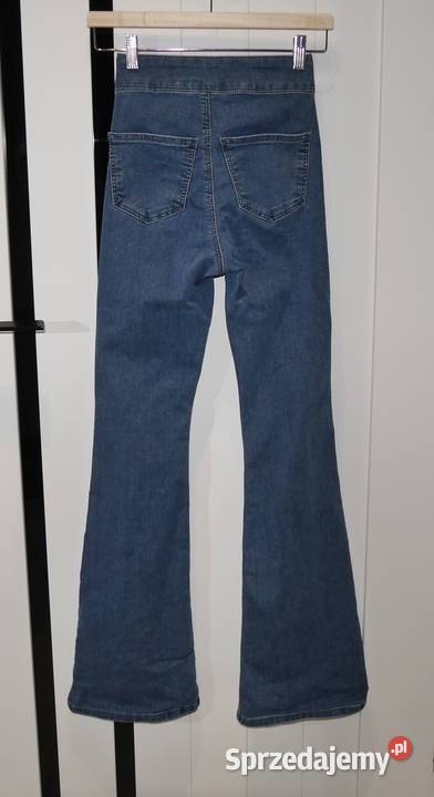 Topshop świetne spodnie dzwony 32 XXS niebieski Spodnie Wrocław