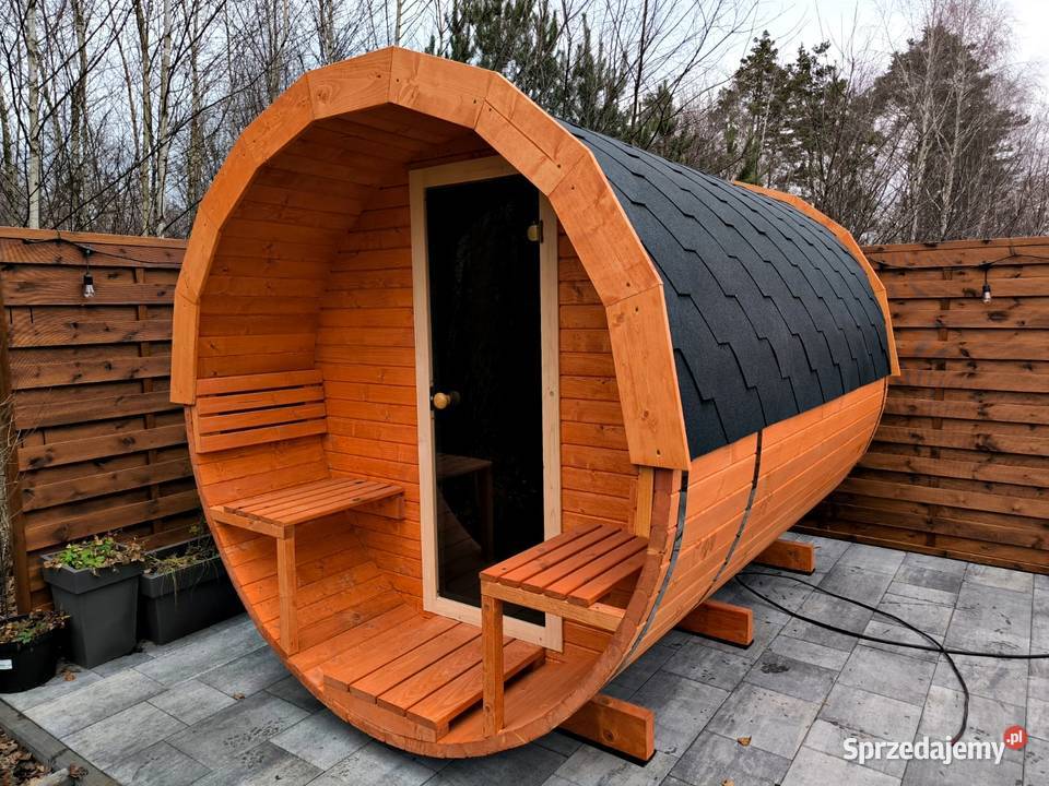 Sauna ogrodowa beczka z przedsionkiem PRODUCENT Mstów