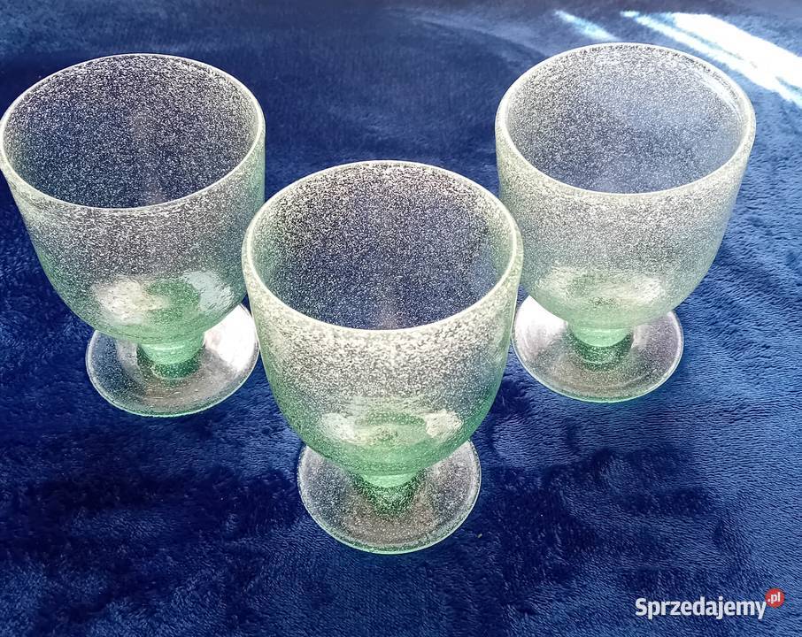 Zestaw 3 zielonych kielichów Goblet szkło mocno Koźminek