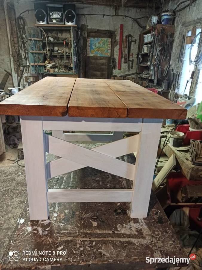 Stolik kawowy rustykalny lite drewno 100cm Stoły, krzesła, biurka