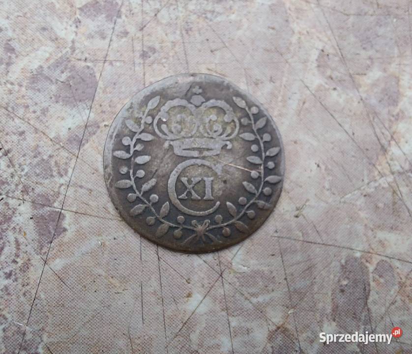 Stara zabytkowa moneta 1 Ore 1672r Szwecja Karol Tczew