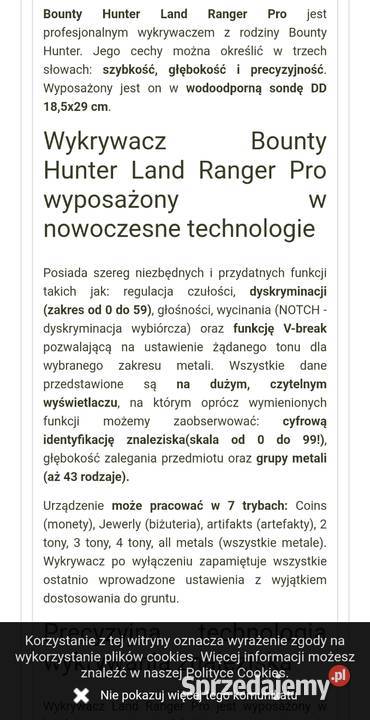 Wykrywacz metali bounty hunter land ranger pro