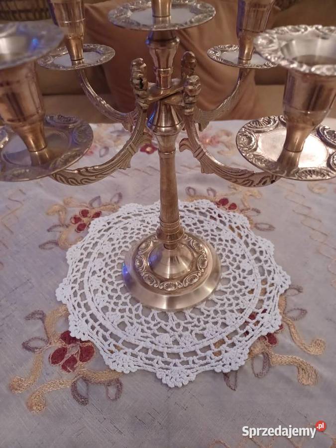 Piękny duży świecznik mosiężny wielkopolskie sprzedam