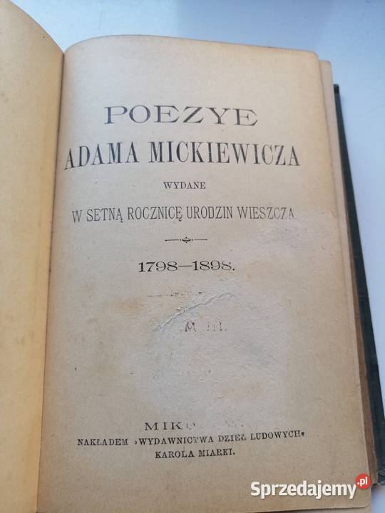 Stara Książka Poezye Adama Mickiewicza Warszawa