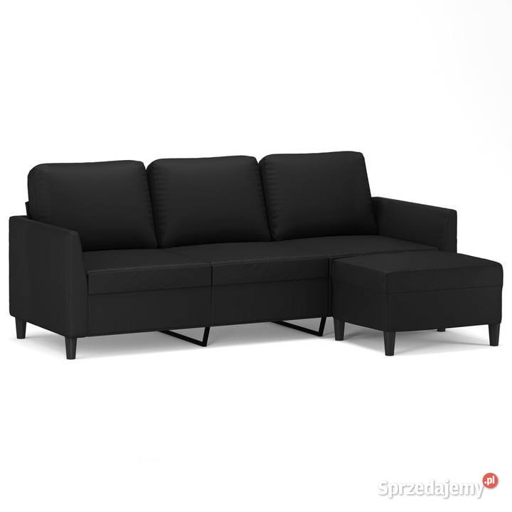 3osobowa sofa z podnóżkiem czarna 180 sztuczna Warszawa sprzedam