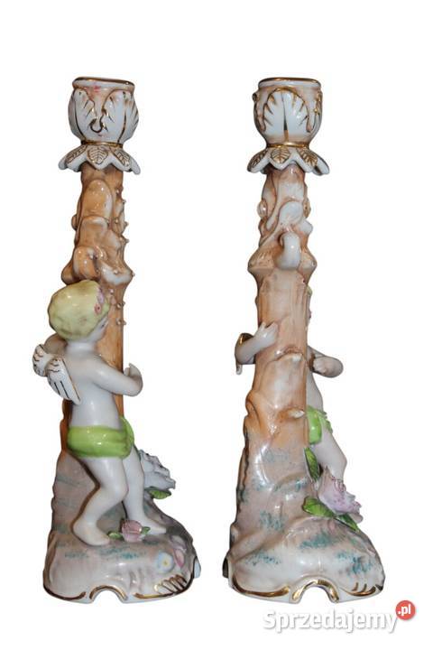 Para porcelanowych świeczników z amorkami 1035 Szczecin
