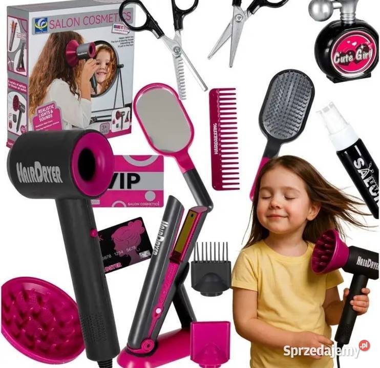 ZESTAW FRYZJERSKI DZIECI SUSZARKA PROSTOWNICA 19 Plastik  Łęczna