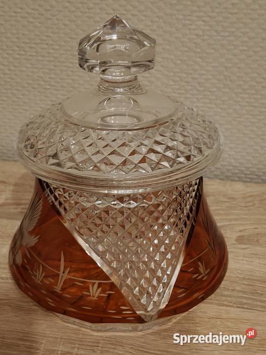 Śliczna duża bombonierka kryształowa Tychy
