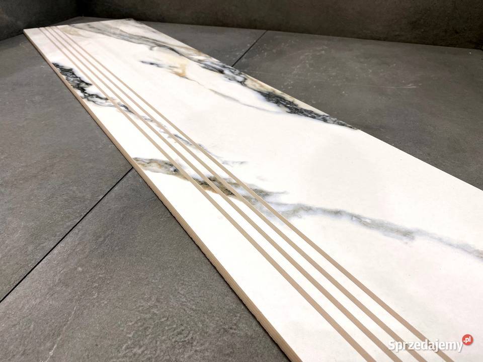 CALACATTA na schody stopnica 120x30 BIAŁY MARMUR Dom i Ogród Łask
