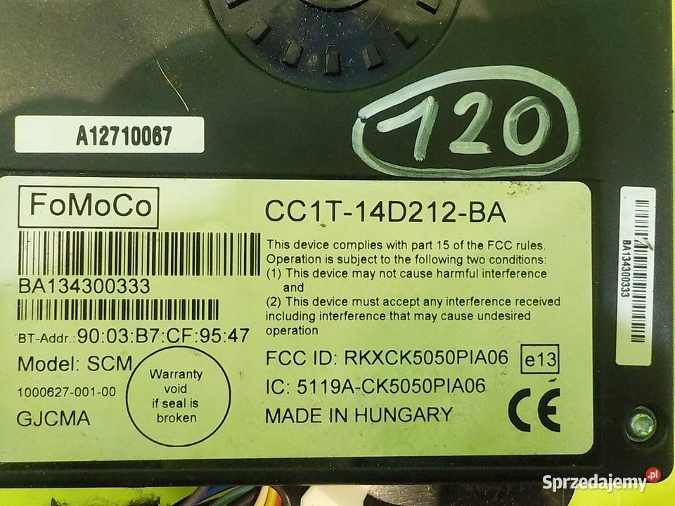 FORD TRANSIT MK7 VII 22 TDCI 13r modul BLUETOOTH Części samochodowe Suków