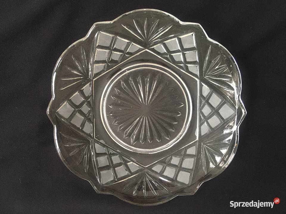 PRL Hortensja stara patera talerz matowe szkło Kołobrzeg